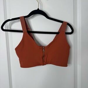 girlfriend collective Rust Front-Zip Sports Bra small